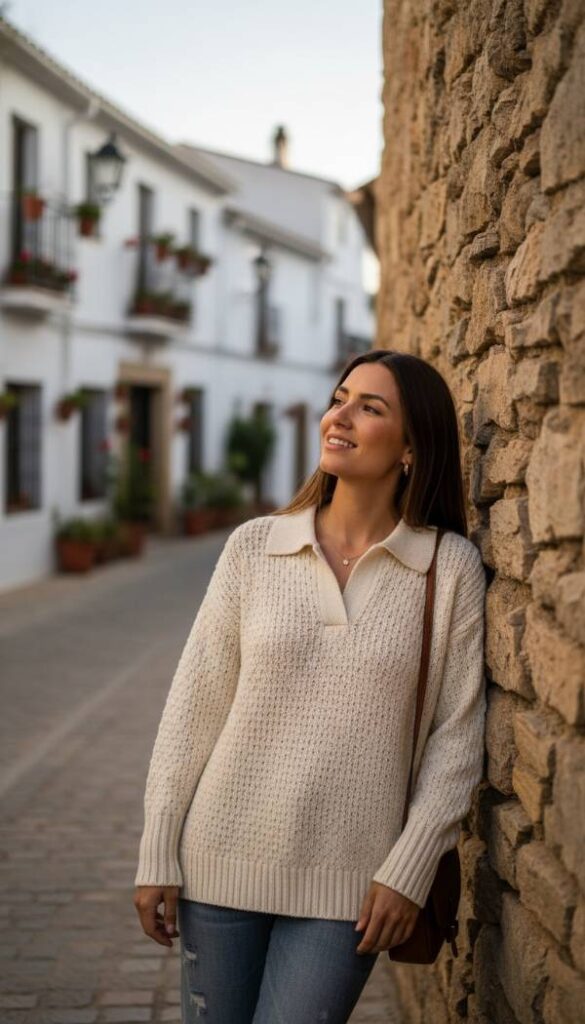 The Textured Knit Polo Top