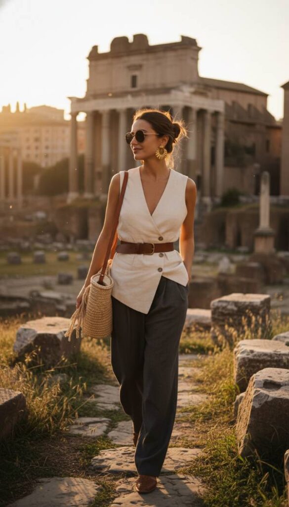 Asymmetrical Linen Vest