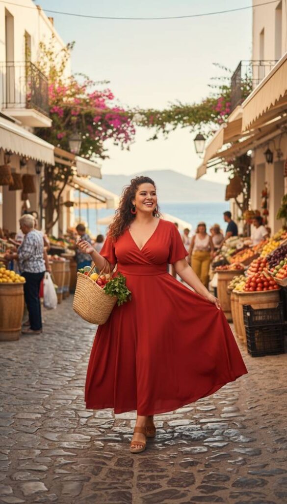 The Cherry Red A Line Midi Dress