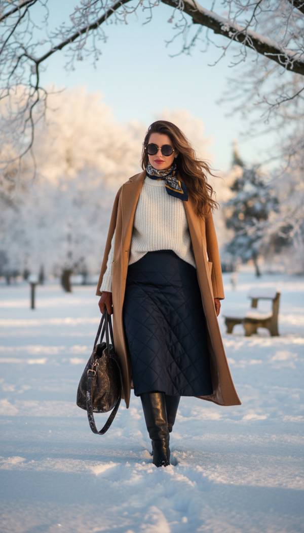 15 Winter Skirt And Boot Outfits To Master Cold Weather Chic
