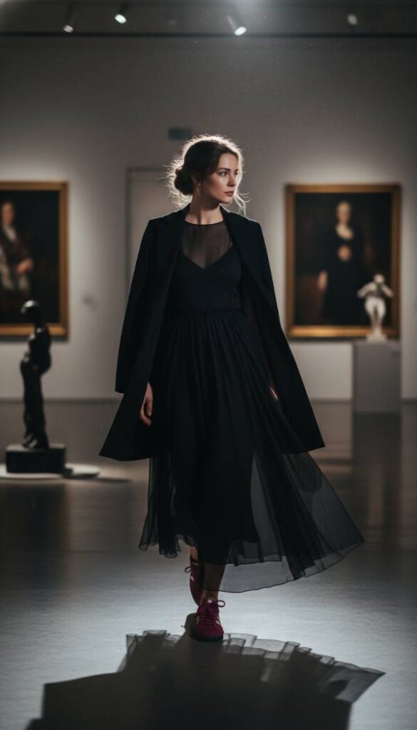 Sheer Elegance with a Deep Hued Statement