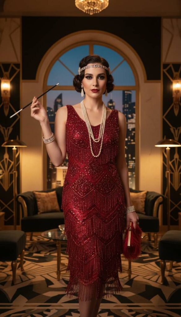 Art Deco Crimson Glamour