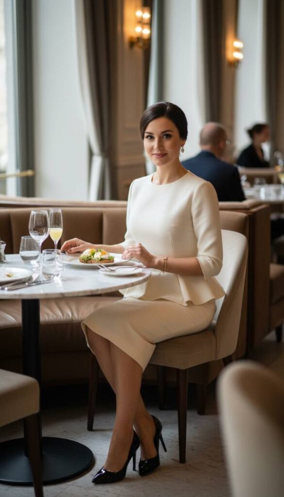Pencil Skirt With A Peplum Blouse