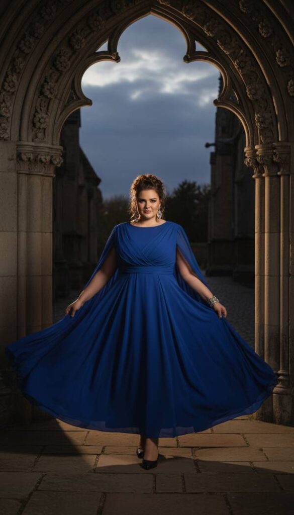 Statement Cape Midi Dress