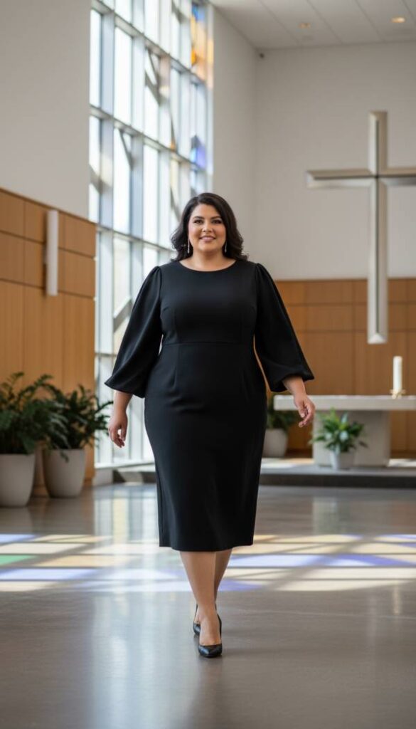 Sculptural Sleeve Midi Dress