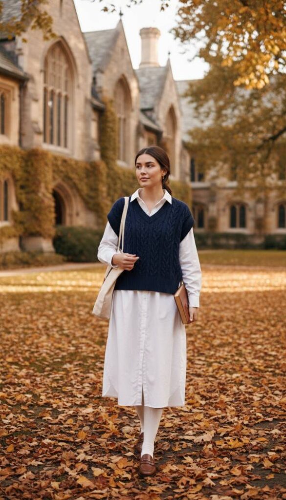 Preppy Luxe With Knit Vest