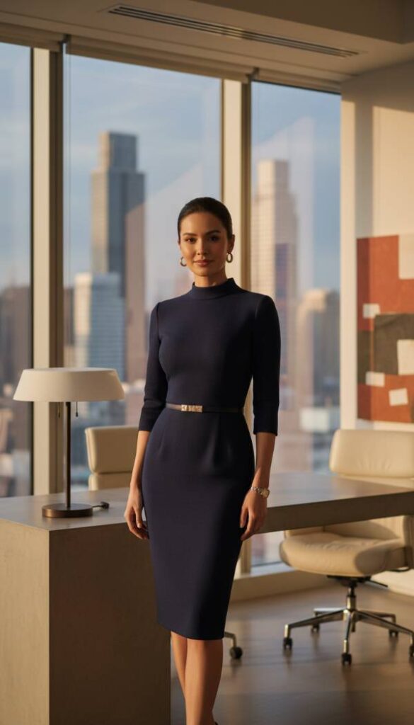 Tailored Pencil Midi Dress