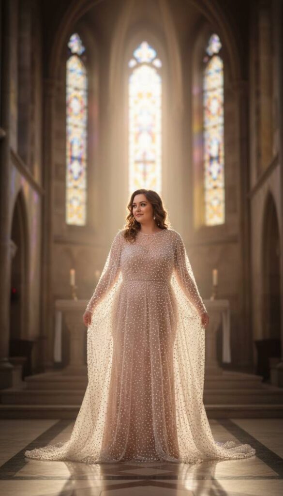 Embellished Sheer Overlay Gown