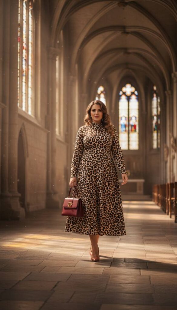 Sophisticated Leopard Print A Line Dress